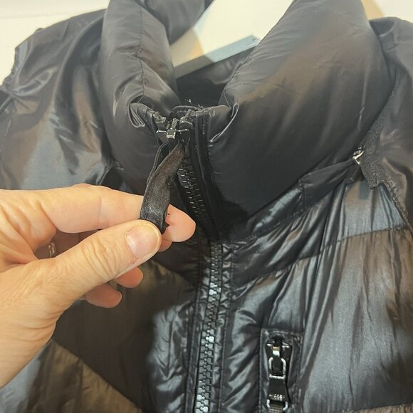 Andrew Marc Women’s Long Jacket Lightweight Hooded Down Quilted Black Medium - Picture 11 of 16